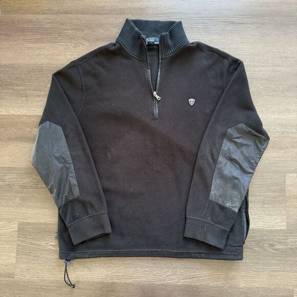 Vintage Polo Ralph Lauren Tech Jacket Black Fleece Crest Zip Mens XL Gorpcore - Picture 2 of 10